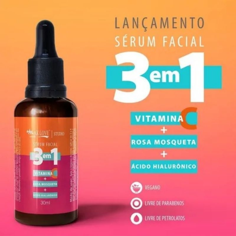 Serum Facial Em Vitamina C Rosa Mosqueta E Cido Hialur Nico Max