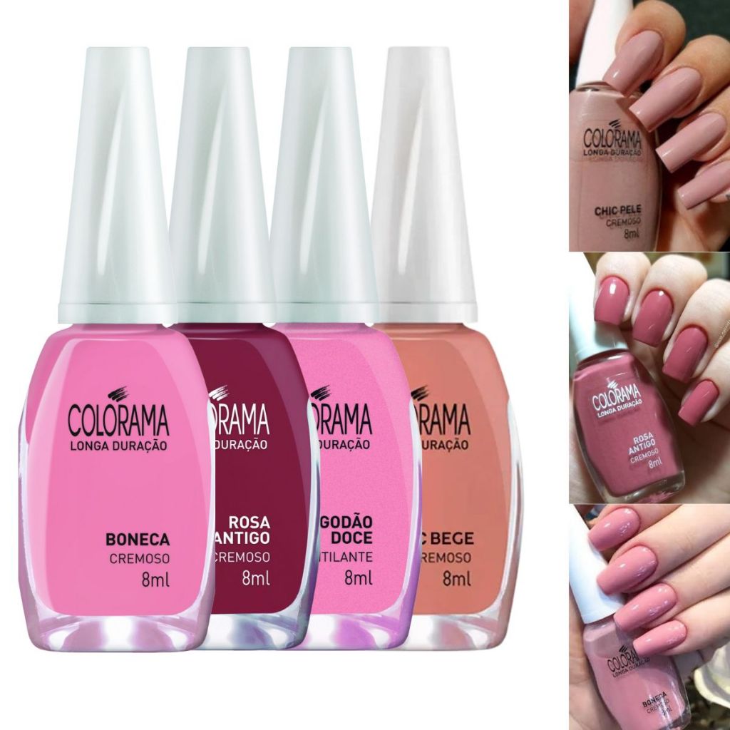 COLORAMA KIT 4 NUDE E ROSA ESMALTES TONS NUDE E ROSA Shopee Brasil