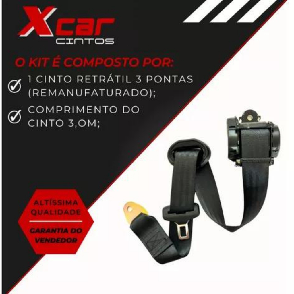 Kit Cinto De Seguran A Pontos Dianteiro Retr Til A Preto