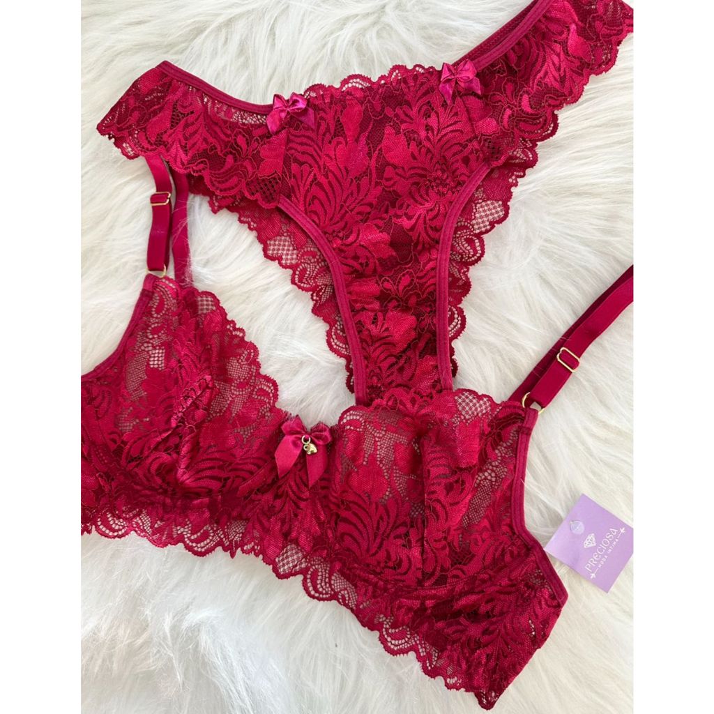CONJUNTO DE LINGERIE SUTIÃ SEM BOJO ARO RENDADO FIO RENDA FORRADO EM MICROFIBRA MODA