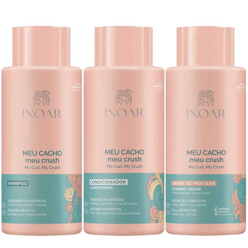 Kit Inoar Meu Cacho Meu Crush Shampoo Condicionador Creme De