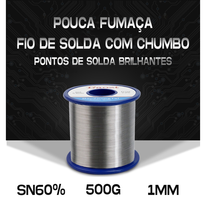 Solda Estanho 60X40 Fio 1 0MM C Fluxo RA T2 500g Shopee Brasil