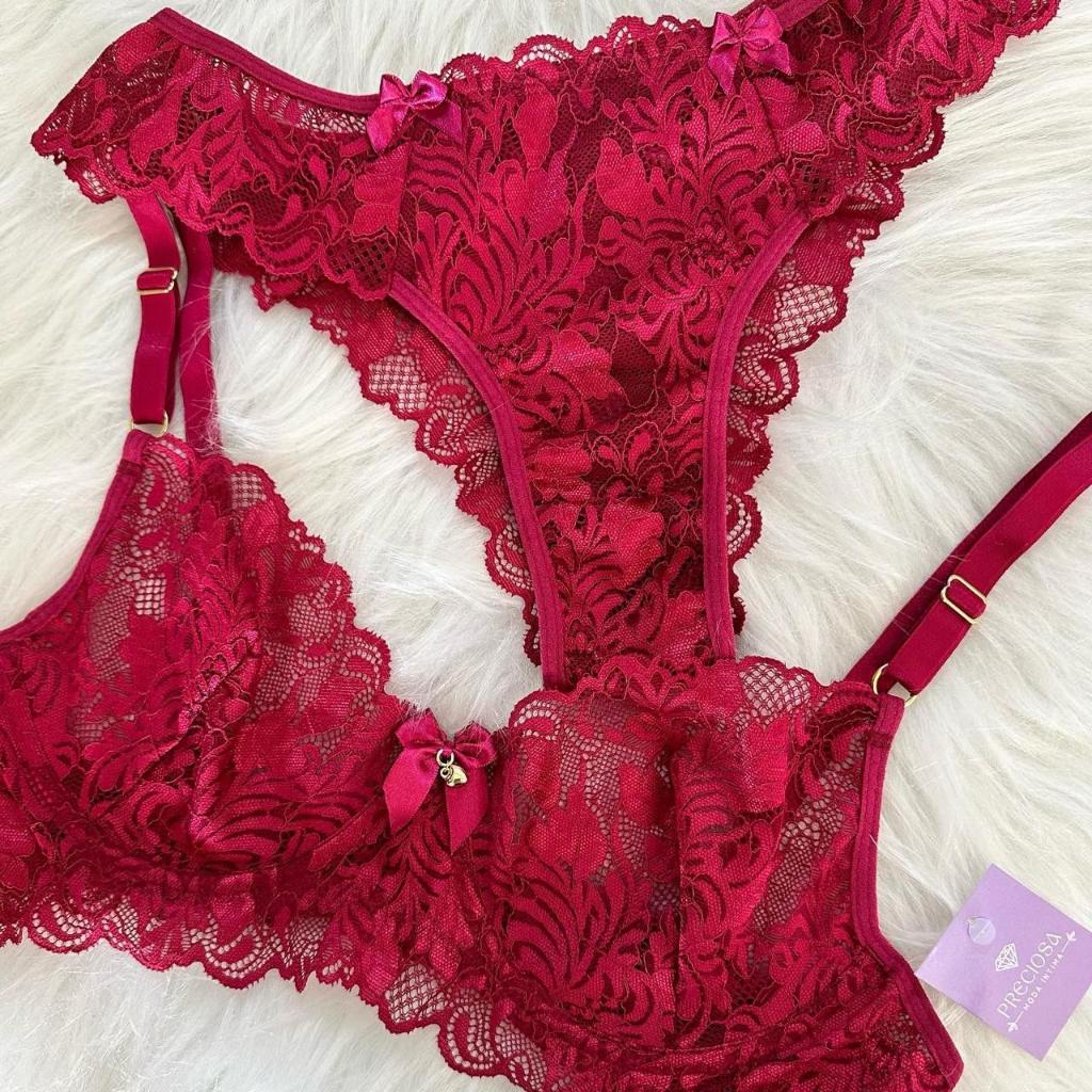 Conjunto de lingerie sutiã sem bojo aro rendado fio renda