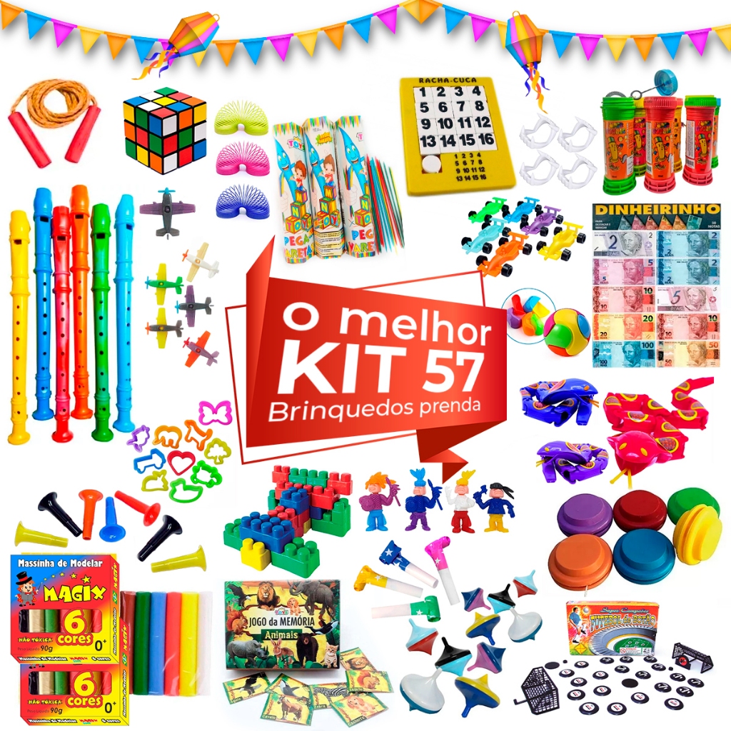 Kit 57 Prenda Festa Junina Julina Lembrancinha Aniversário Brinquedos