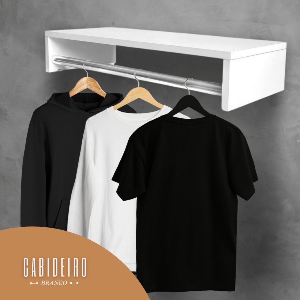 Cabideiro Arara De Parede Para Roupas Branca Closet Cm Shopee Brasil