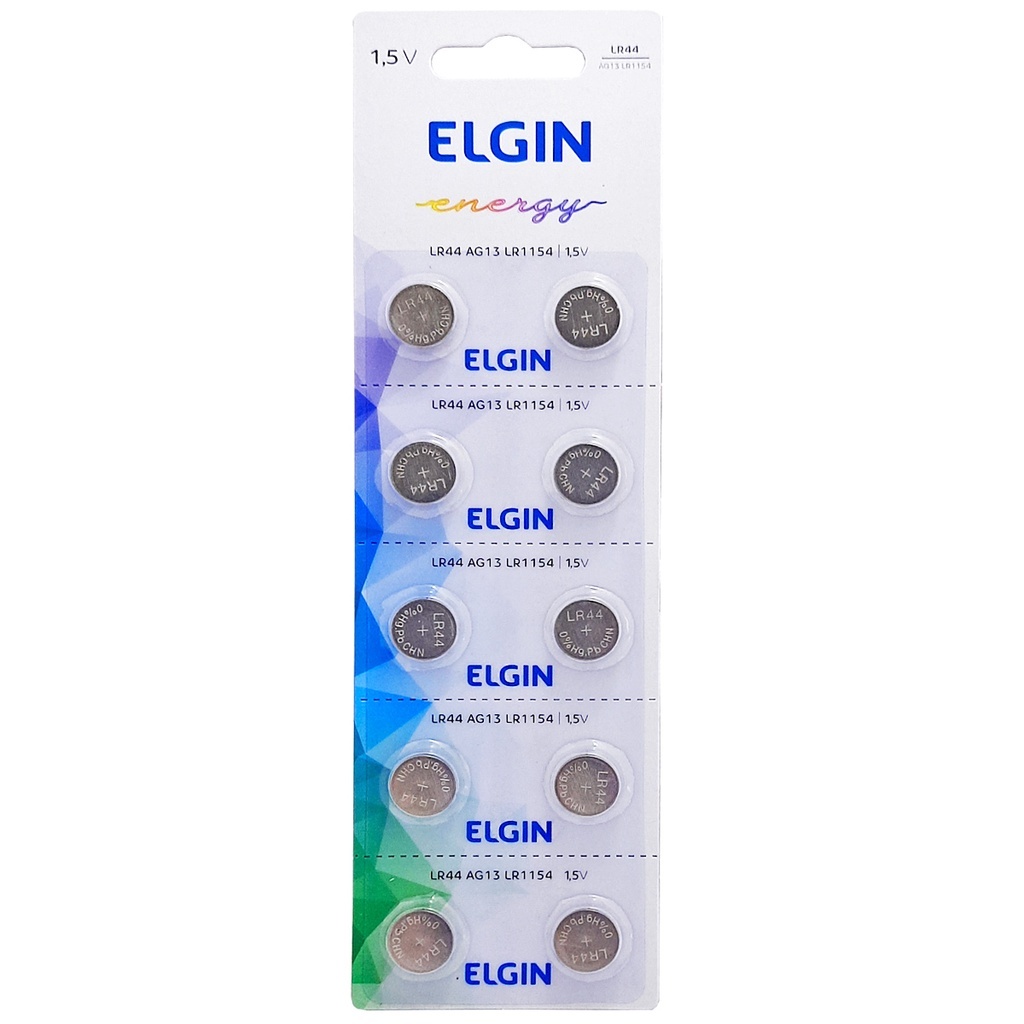 Bateria Elgin LR44 1 5V Pilha Cartela 10 Unidades Shopee Brasil