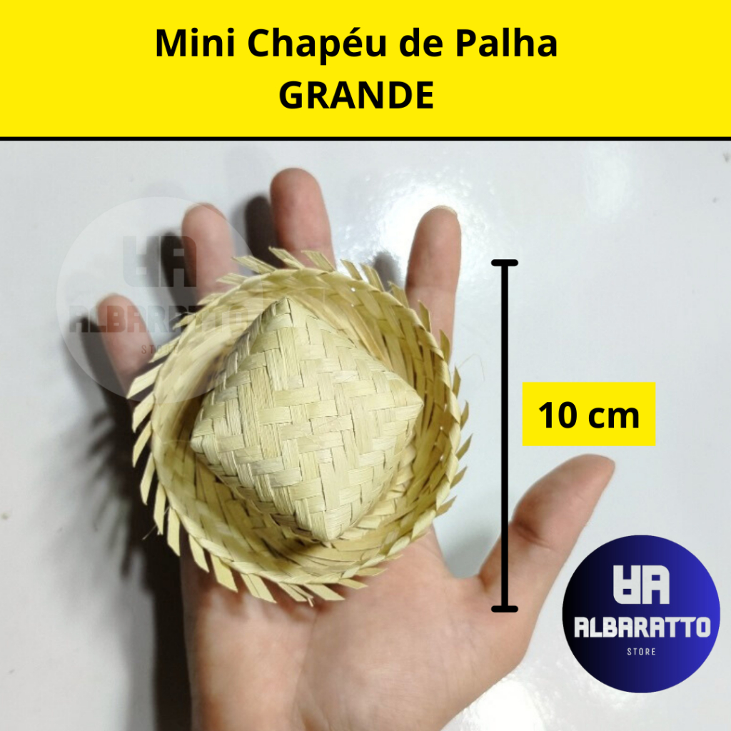 Kit 10 Mini chapéu de palha GRANDE p Tiara presilha 10cm festa junina