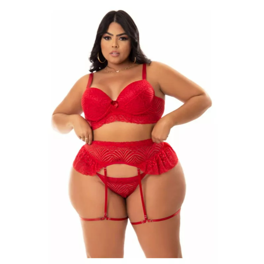 Lingerie Plus Size Conjunto De Lingerie Sexy Plus Size Cinta Liga