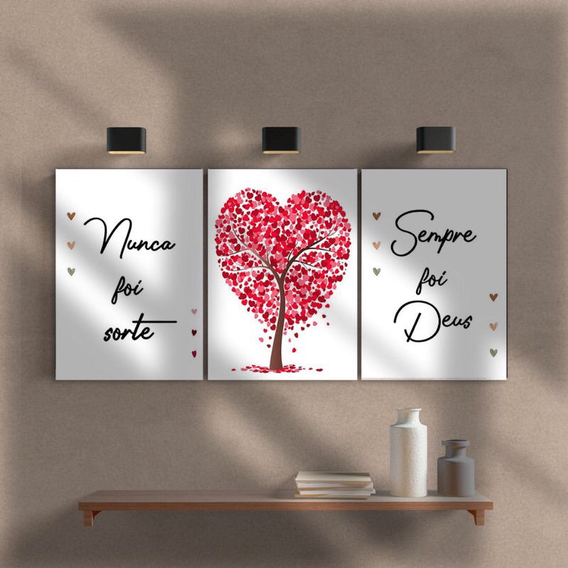 Kit 3 Quadros Decorativos 20x28 Ou 21x30 Nunca Foi Sorte Sempre Foi