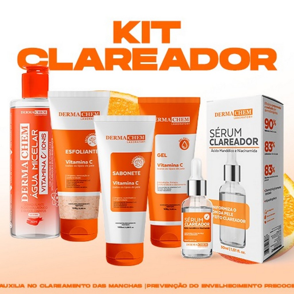 Kit Skincare Completo Vitamina C Clareador Anti Idade Anti