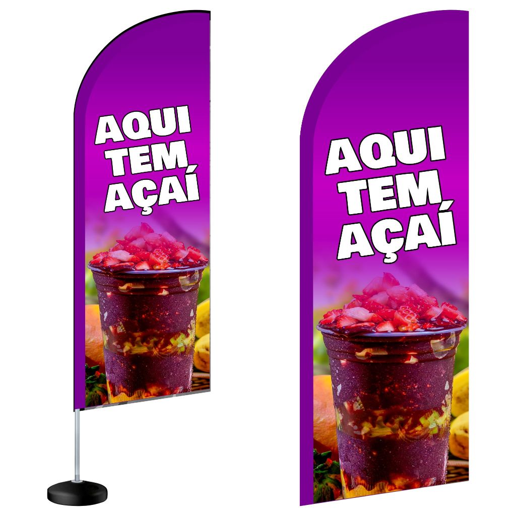 Wind Banner A Ai Fly Flag Sorveteria Dupla Face Completo Tecido