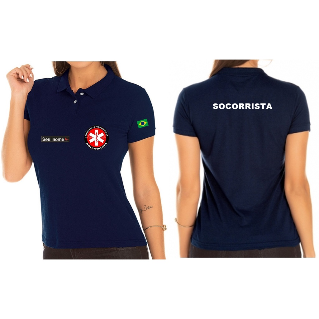 Camisa Polo Feminino Profissional Socorrista Mod Bordado Shopee Brasil