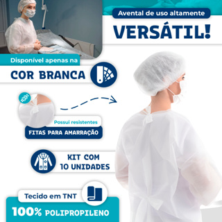 Avental Descart Vel G Tnt Branco Manga Longa Jaleco Capote