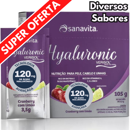 Colágeno Hyaluronic Verisol Sanavita 30 Sachês Ácido Hialurônico 120 mg