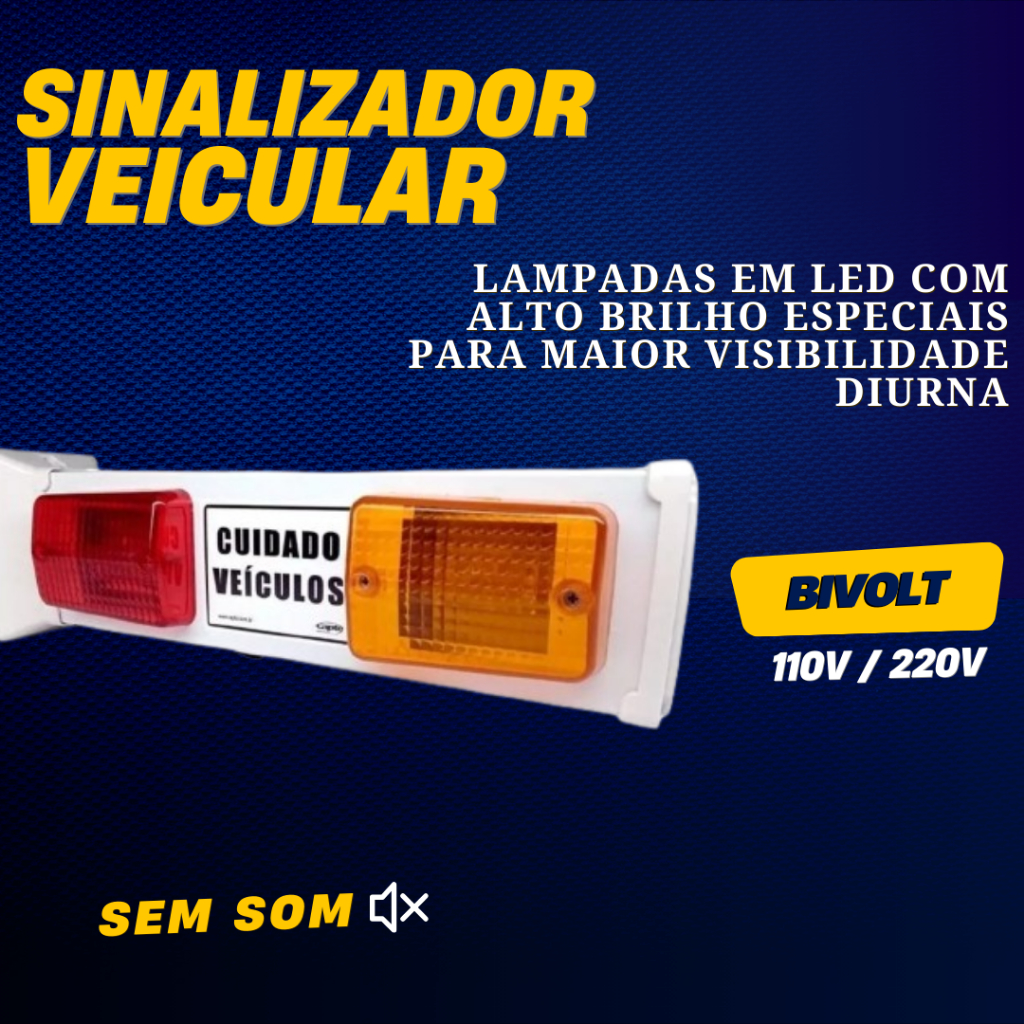 Sinalizador Veicular Sem Som Sonoro Entrada e Saída de Veículos Led