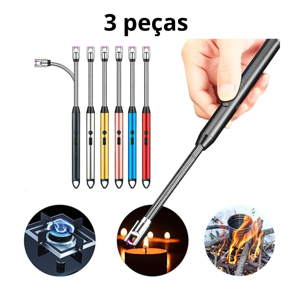 Kit Isqueiro Acendedor El Trico Usb Recarregvel Cozinha Fog O Gas