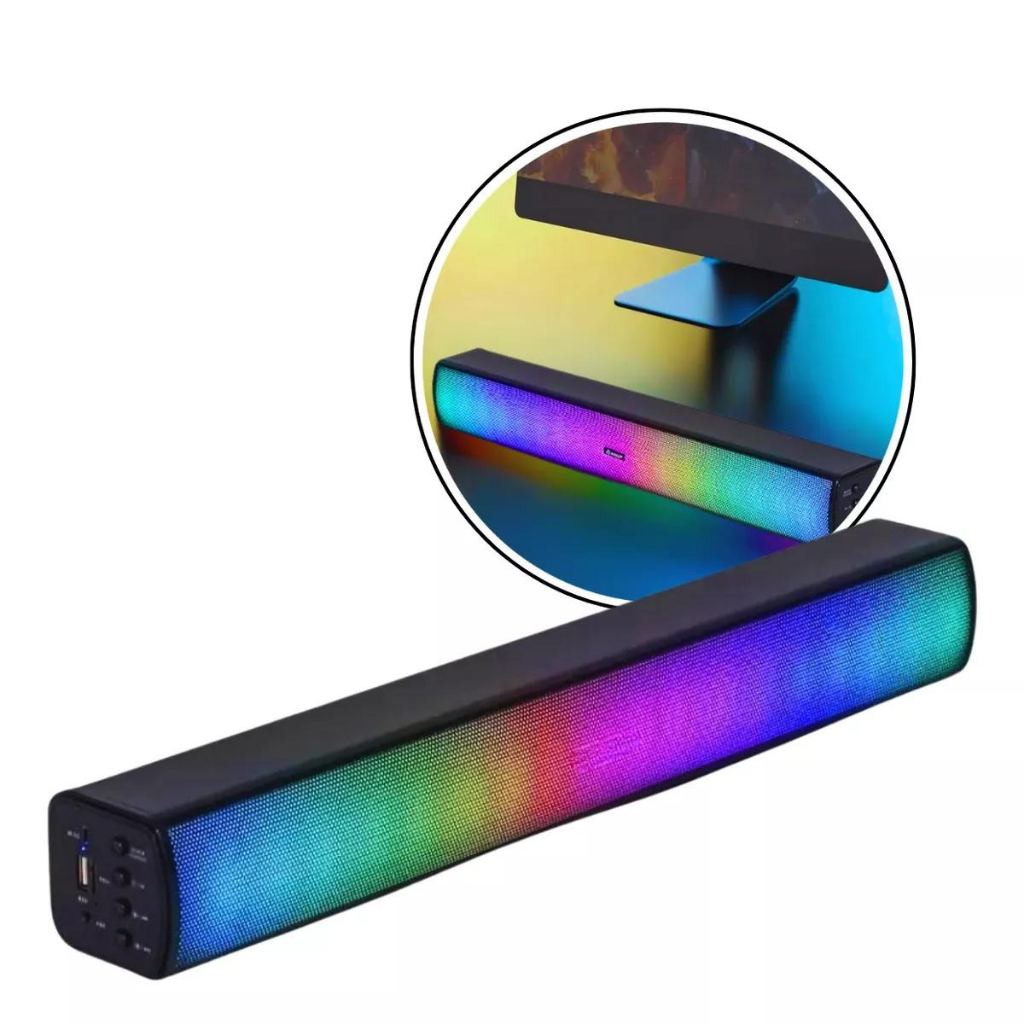 Caixa De Som Gamer Soundbar W Rms Bluetooth W Rms Led Rgb