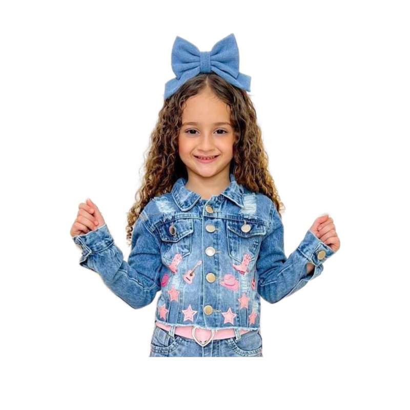 Jaqueta Jeans Infantil Juvenil Menina Boiadeira Ana Castela Roupa