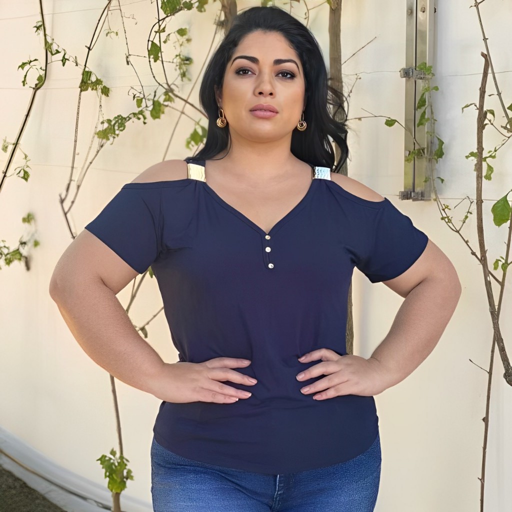 Blusa Feminina Elegante Manga Curta Plus Size Estilosa Ciganinha