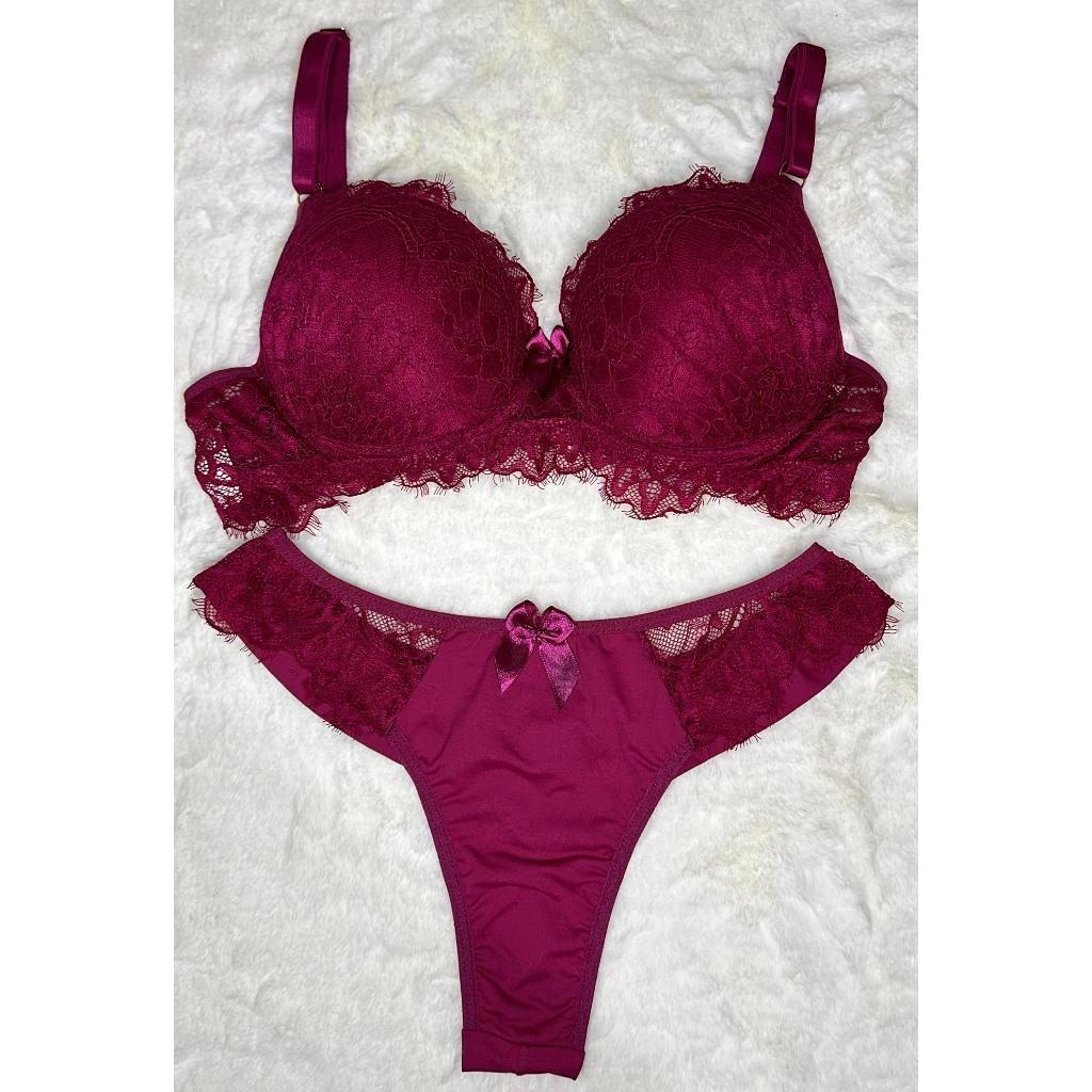 CONJUNTO FEMININO LINGERIE ROSA PINK BOJO ARO FIO DUPLO DE