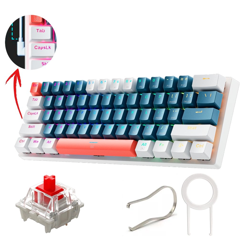 Teclado Mecânico Machenike K500 b61 Fio Switch Red Rgb Teclado