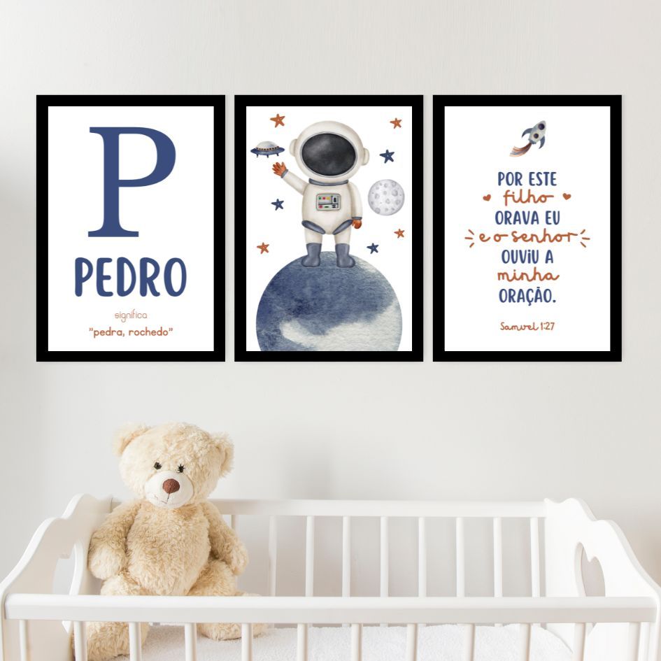 Kit Quadros Decorativos X Infantil Personalizado Nome Beb Para