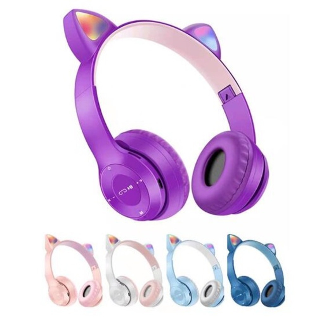 Fone De Ouvido Headfone Sem Fio Orelha De Gato Gatinho Cat Bluetooth