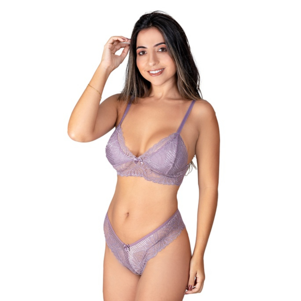 KIT 3 CONJUNTO LINGERIE RENDA SEM BOJO Shopee Brasil