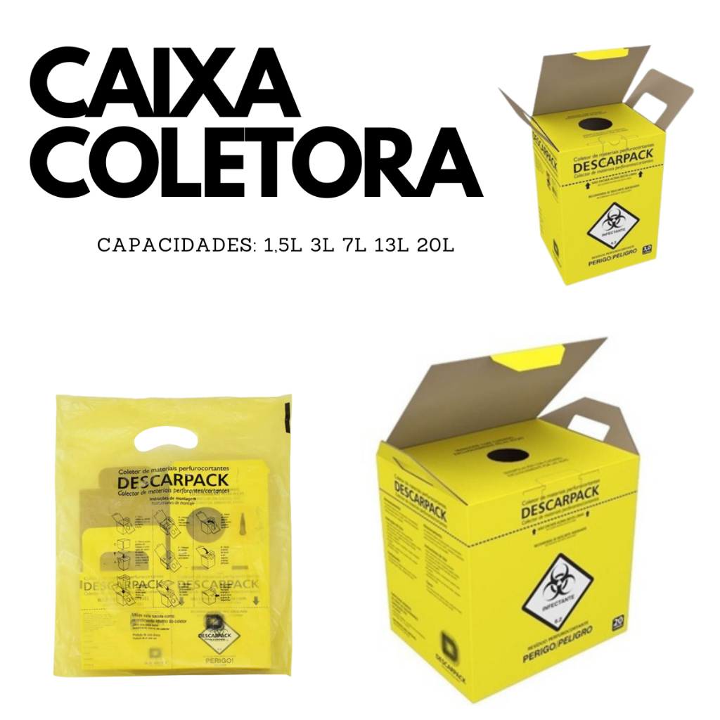 Caixa Coletora Para Material Perfurocortante Descarpack 1 5L 3L 7L 13L