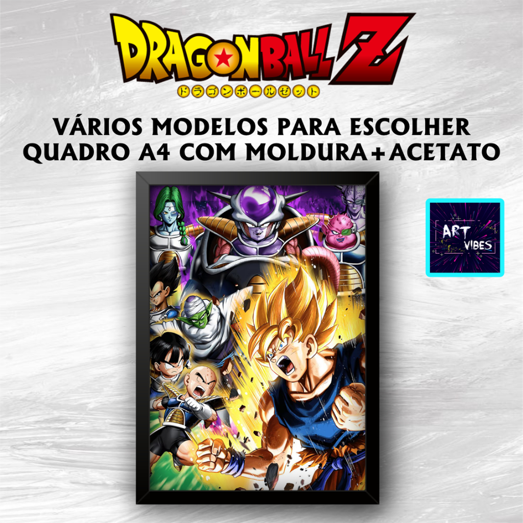 Quadros Decorativos A Moldura Placa Decorativa Dragon Ball Goku Vegeta