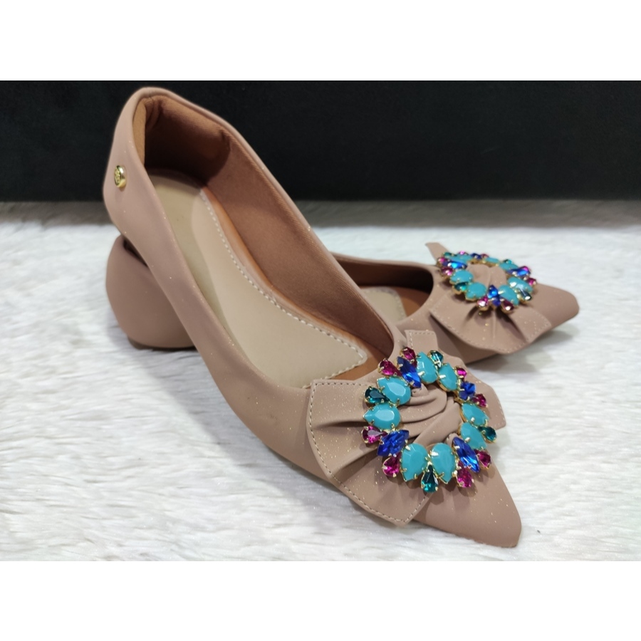 Sapatilha Feminina Pedraria Color Nude Rose Conforto Luxury Shopee Brasil