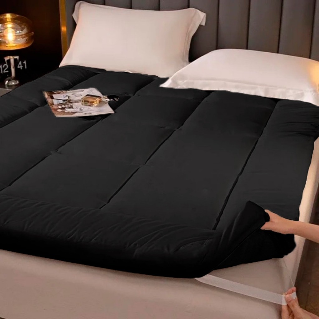 Protetor De Colch O Pillow Top Cama Extra Macio Casal Box Preto