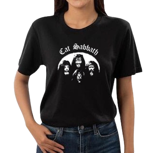 Camiseta Banda De Rock Black Sabbath Gato Cat Sabbath Meme Unissex Pet