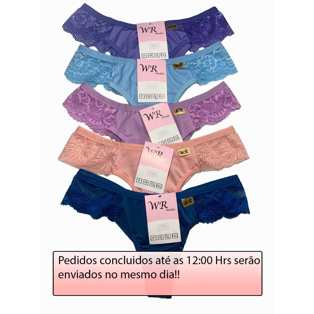 Kit Calcinhas Fio Duplo Em Renda Na Lateral Lingerie Calcinha