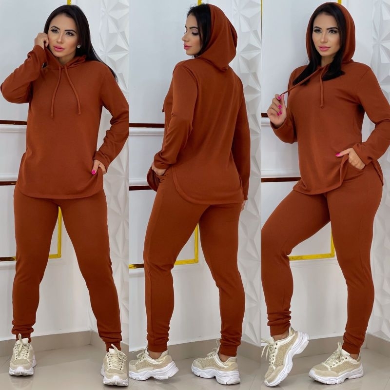 Conjunto Capuz Touca Feminino Outono Inverno Tecido Lanzinha 2 Peças