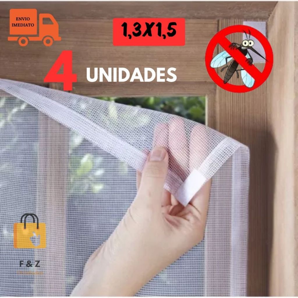 Kit 4 Telas Anti Mosquito Mosqueteira Para Janela Tamanho Ajustável