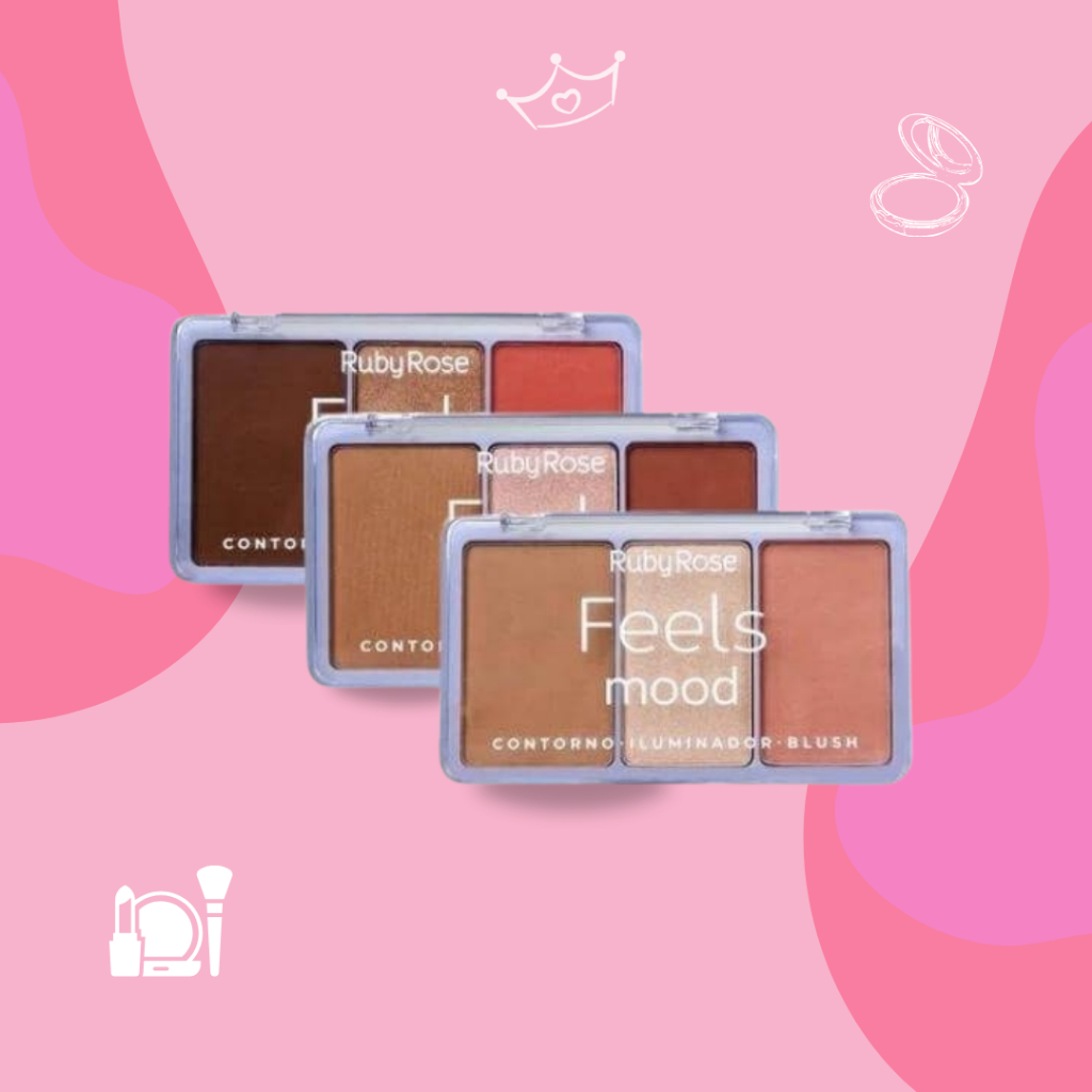 Paleta Trio Contorno Iluminador Blush Feels Mood Ruby Rose Shopee