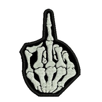 Patch Bordado Fuck You X Cm Dedo Do Meio Esqueleto Carrapicho P