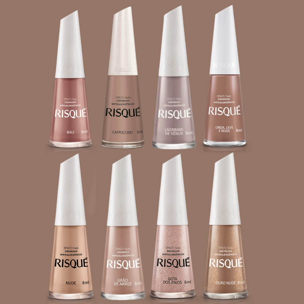 KIT Manicure NUDE 8 Unidades De Esmaltes Cores Nude RISQUE Shopee Brasil