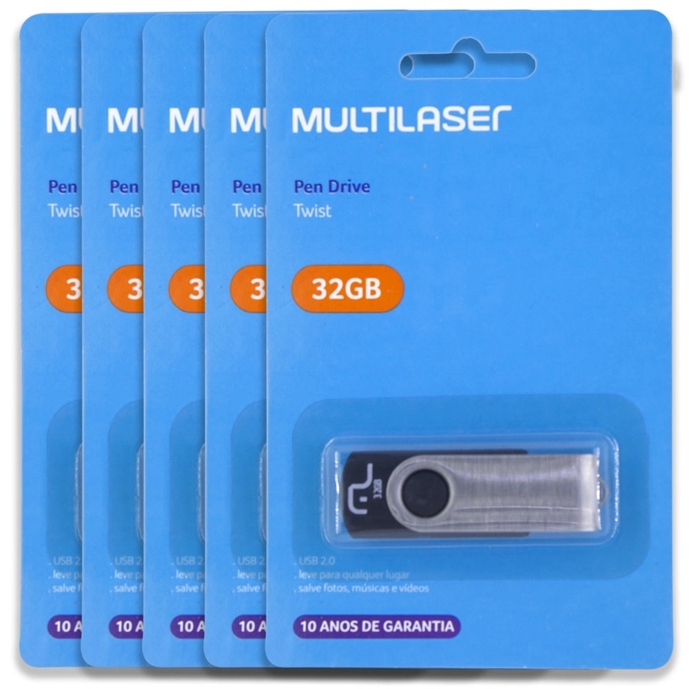 Kit 5 Pendrive Multilaser Twist 16gb 2 0 100 Original Shopee Brasil