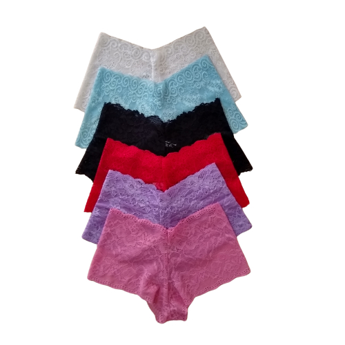 Kit Calcinhas Caleçon Sexy Lingerie Tanga Shortinho Renda Feminino Calesson Lingerie