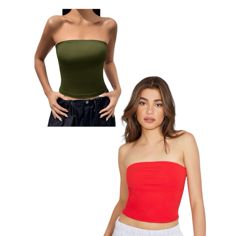 Kit Cropped Top Tube Faixa Suplex Ver O Blogueira Tomara Que Caia