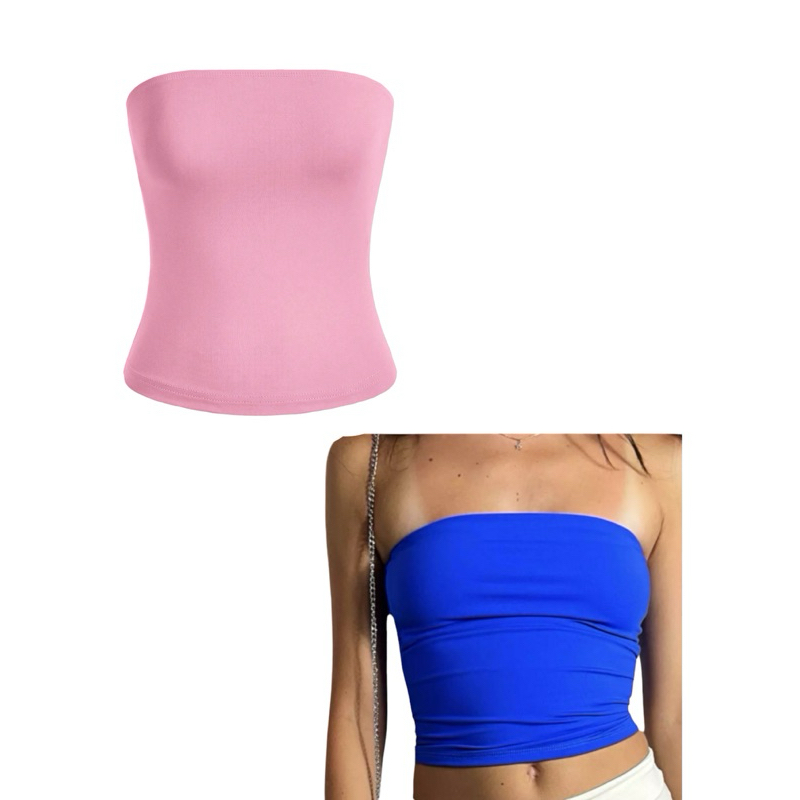 Kit Cropped Top Tube Faixa Suplex Ver O Blogueira Tomara Que Caia