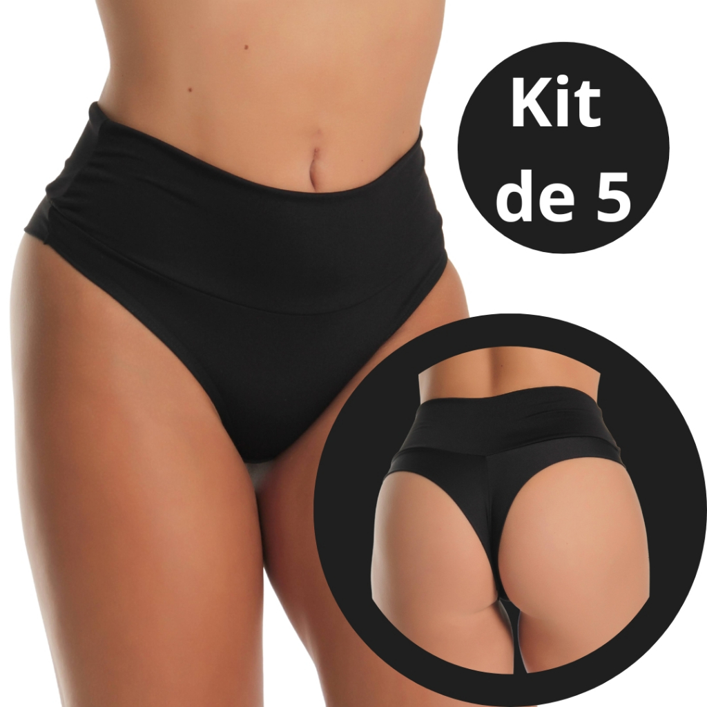 5 Calcinhas Modeladora Cós Alto Fio Duplo Kit Lingerie Shopee Brasil