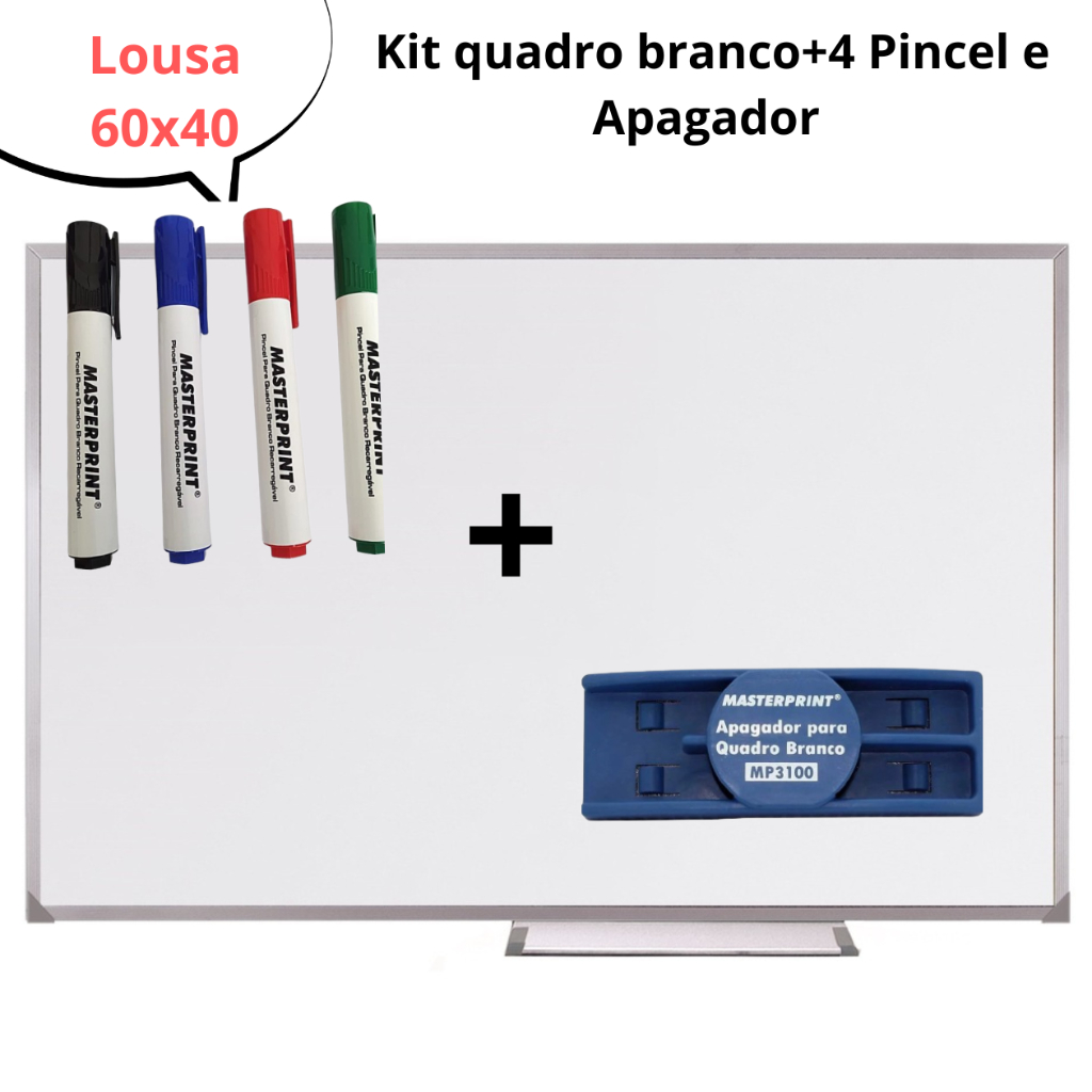 Lousa Branca Quadro Branco X Cm Pincel Marcadores Apagador