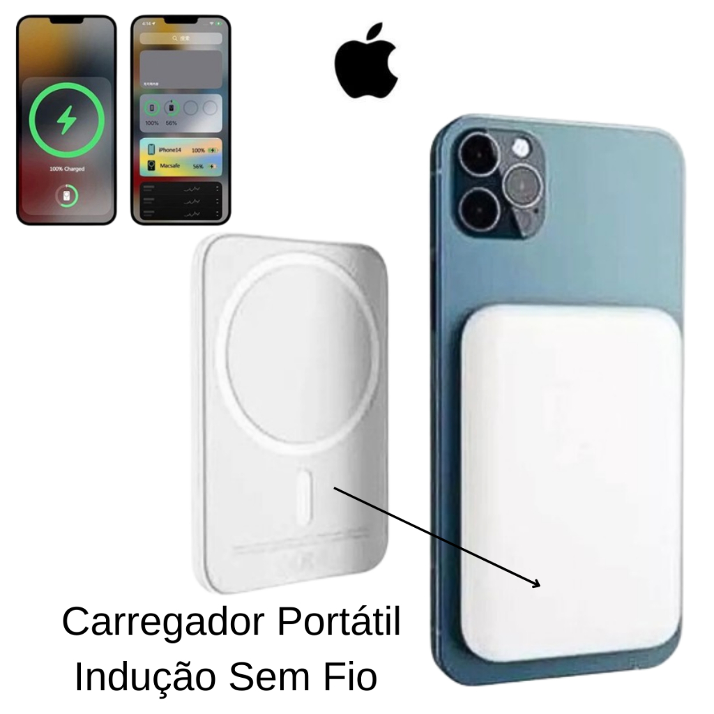 Carregador Port Til Indu O Iphone Apple Sem Fio Power Bank Mah Ml