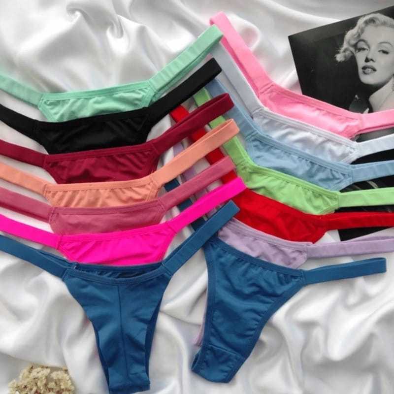 KIT 10 Calcinhas Biquíni Fita Tanga Marquinha Barata Lingerie Moda
