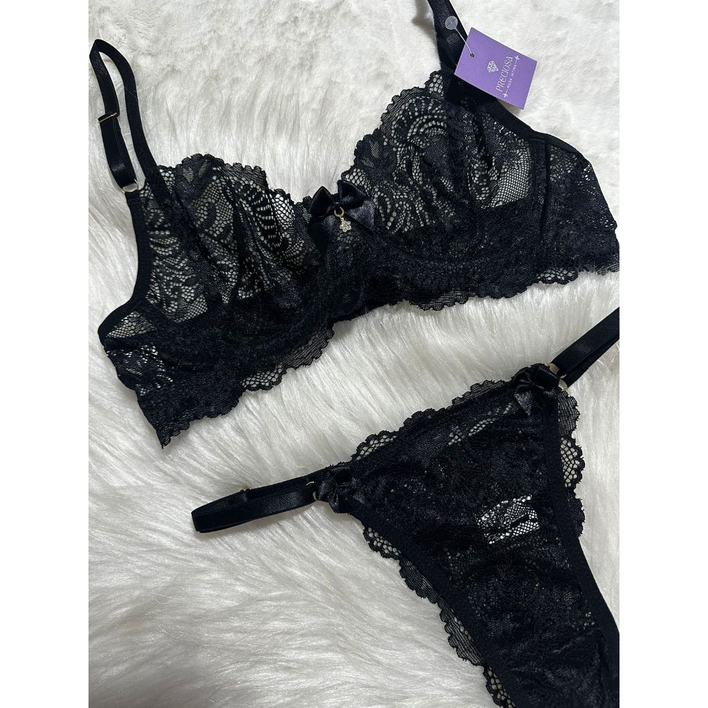 CONJUNTO FEMININO LINGERIE SUTIA SEM BOJO ARO RENDADO FIO DE RENDA REGULAGEM SENSUAL