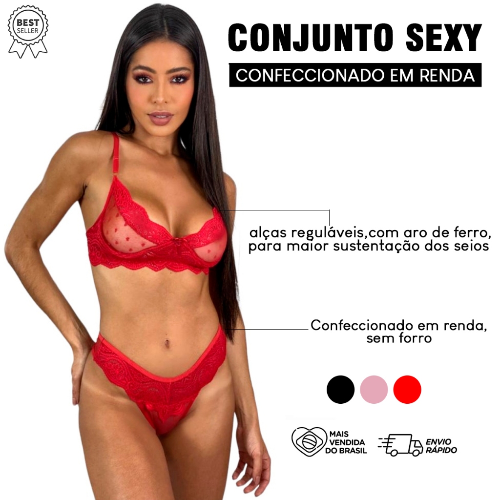 Conjunto De Lingerie Sexy Sem Bojo Aro Shopee Brasil