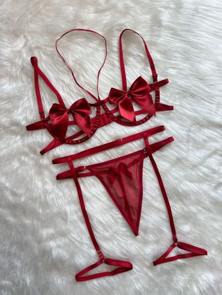 Mit Lingerie Sexy Kit Conjunto Cinta Liga Sutiã Aro Laço
